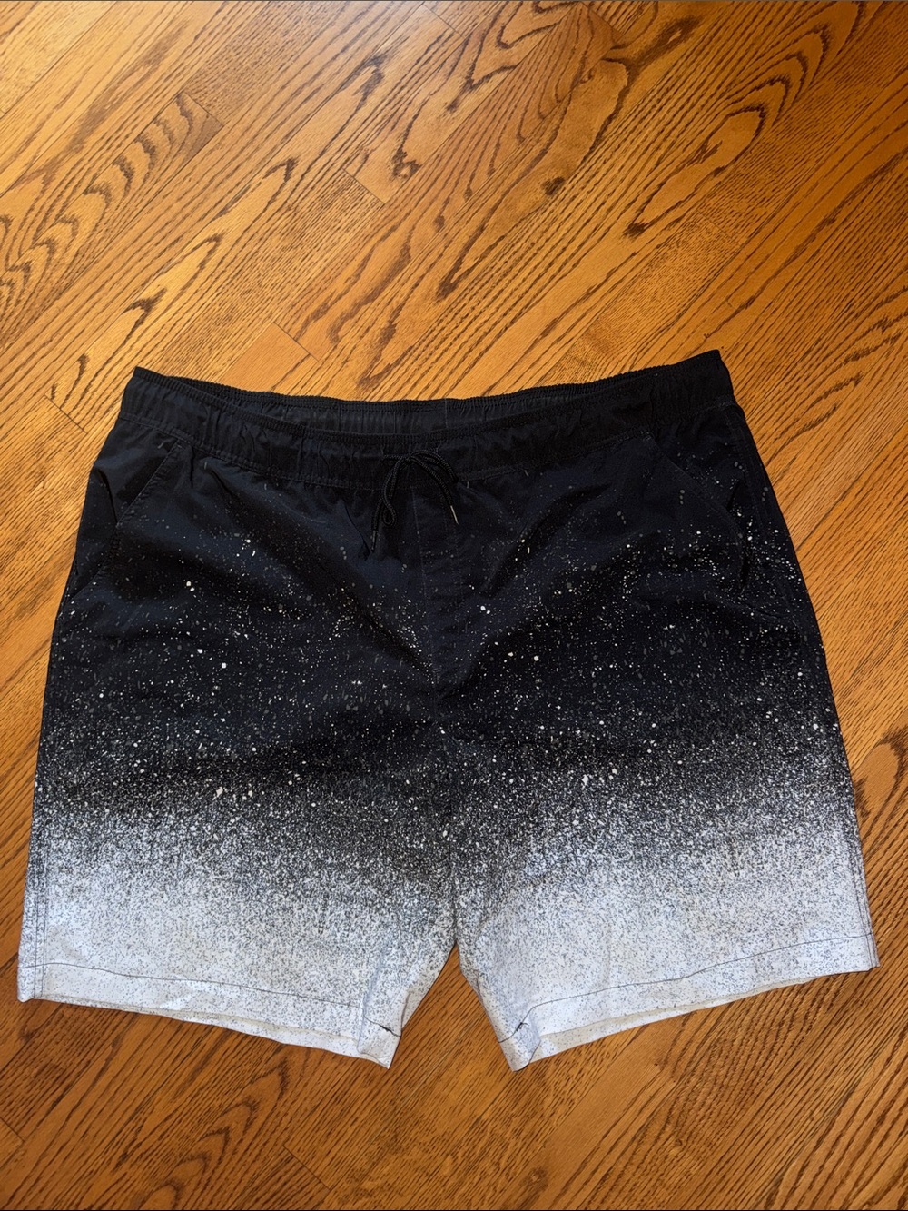 Men's Black to White Ombre Swim Trunks